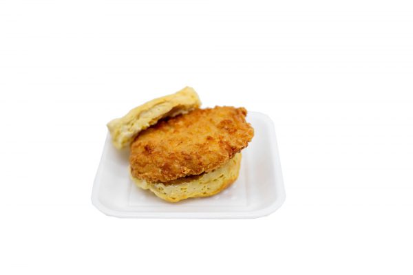 Fried Breaded Chicken Breast On A Biscuit Sandwich